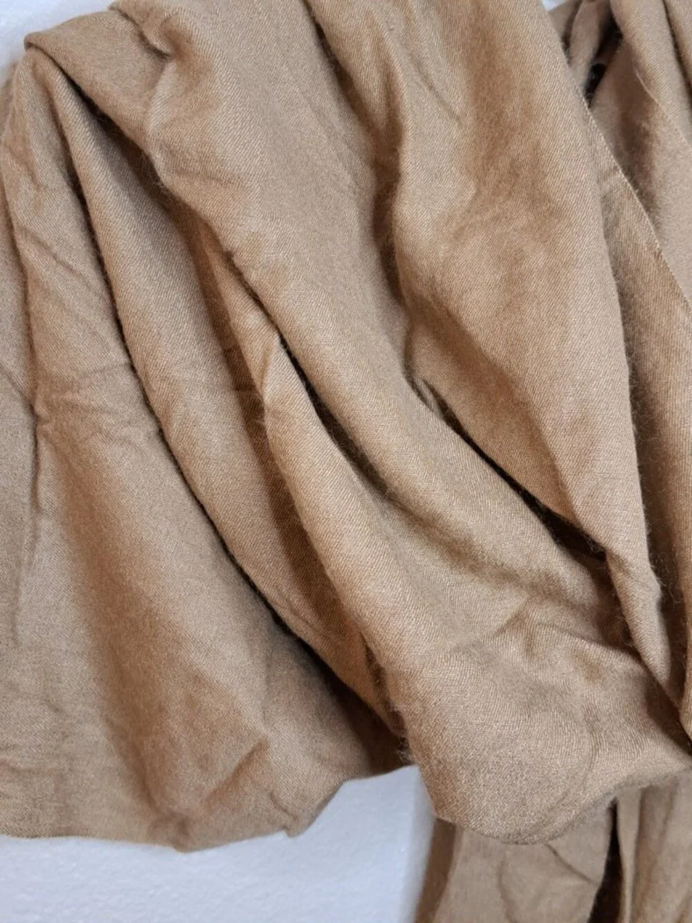 Tan Casual Cashmere And Silk Scarf With Fringe 72 X 27 Inch